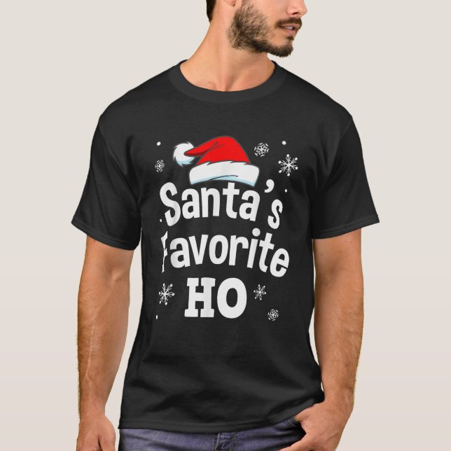 Christmas Santa s Favourite Ho Adult Naughty Pajam T-Shirt (Front)