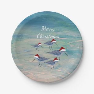 Christmas Santa sandpipers Holiday party  Paper Plate