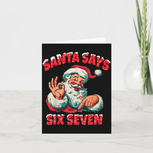 Christmas Santa Says 67 Six Seven Meme Funny Merry Card (Front)