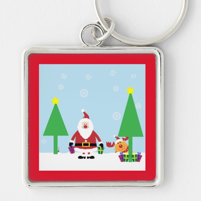 CHRISTMAS SANTA SCENE KEY RING (Front)