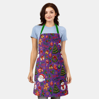 Christmas Santa Seamless Pattern Holiday Apron