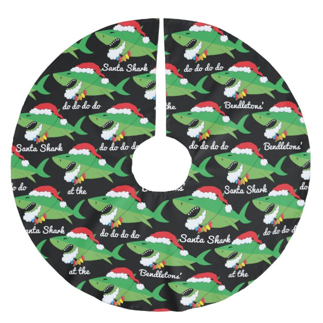 Christmas Santa Shark Brushed Polyester Tree Skirt (Front)