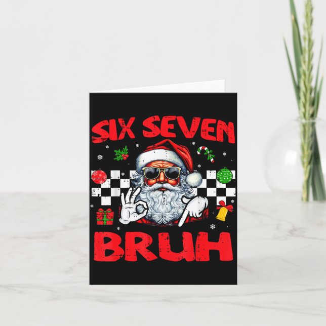 Christmas Santa Six Seven Bruh 67 Meme 6 7 Mens Bo Card (Front)
