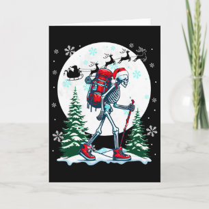 Christmas Santa Skeletons Costume Hiking Lover Fam Card