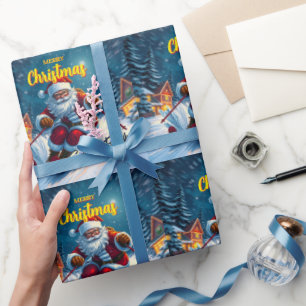 Christmas Santa Ski Wrapping Paper