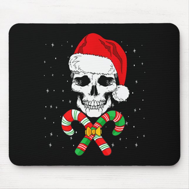 Christmas Santa Skull Xmas Candy Skull Wearing San Mouse Pad (Front)
