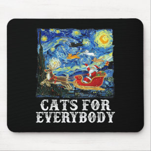 Christmas Santa Sleigh Cats For Everybody Starry N Mouse Pad