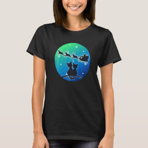 Christmas Santa Sleigh Reindeer Cats Women Girls C T-Shirt