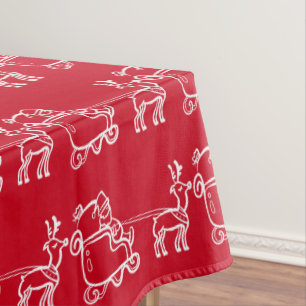 Christmas Santa Sleigh Reindeer Festive Winter Tablecloth