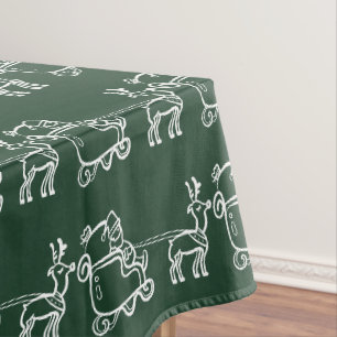 Christmas Santa Sleigh Reindeer Festive Winter Tablecloth