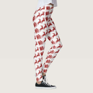 Christmas Santa Sleigh With Reindeer Leggings