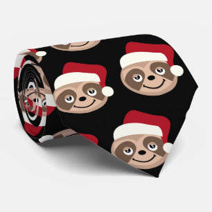 Christmas Santa Sloth Slothmas Xmas Tie