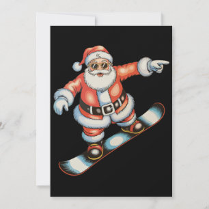 Christmas Santa Snowboard Snowboarding Xmas Family Holiday Card