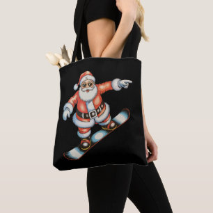 Christmas Santa Snowboard Snowboarding Xmas Family Tote Bag