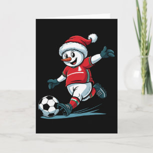 Christmas Santa Snowman Playing Soccer Funny Toddl Card