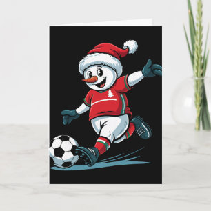 Christmas Santa Snowman Playing Soccer Funny Toddl Card