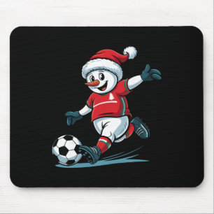 Christmas Santa Snowman Playing Soccer Funny Toddl Mouse Pad