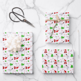 Christmas Santa Snowman Wrapping Paper Sheet