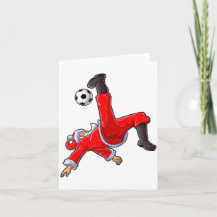 Christmas Santa Soccer Bicycle Kick Xmas Boys Men Card