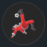 Christmas Santa Soccer Bicycle Kick Xmas Boys Men  Classic Round Sticker<br><div class="desc">Christmas Santa Soccer Bicycle Kick Xmas Boys Men Ball Sports</div>