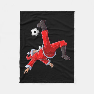 Christmas Santa Soccer Bicycle Kick Xmas Boys Men Fleece Blanket