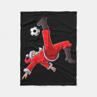 Christmas Santa Soccer Bicycle Kick Xmas Boys Men  Fleece Blanket