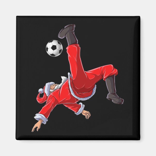 Christmas Santa Soccer Bicycle Kick Xmas Boys Men  Magnet (Front)