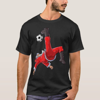 Christmas Santa Soccer Bicycle Kick Xmas Boys Men T-Shirt
