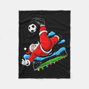 Christmas Santa Soccer Bicycle Kick Xmas Sports T Fleece Blanket