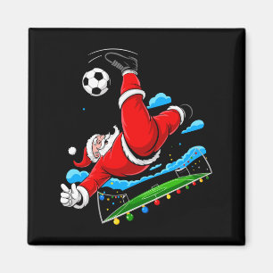 Christmas Santa Soccer Bicycle Kick Xmas Sports T  Magnet
