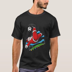 Christmas Santa Soccer Bicycle Kick Xmas Sports T-Shirt