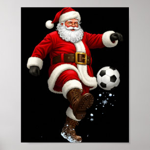 Christmas Santa Soccer Player Football Festive Mer Poster
