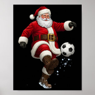 Christmas Santa Soccer Player Footbyll Festive Mer Poster