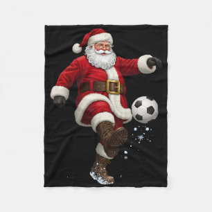 Christmas Santa Soccer Player Footll Festive Merry Fleece Blanket