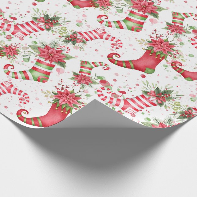 Christmas Santa socks normal scale Wrapping Paper (Corner)
