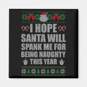 Christmas Santa Spank Naughty Ugly Christmas Sweat Magnet