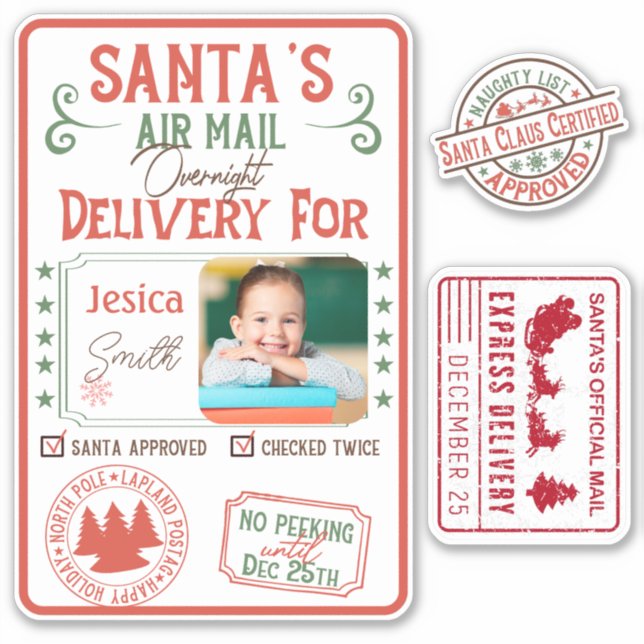Christmas Santa special delivery kids name & photo (Front)