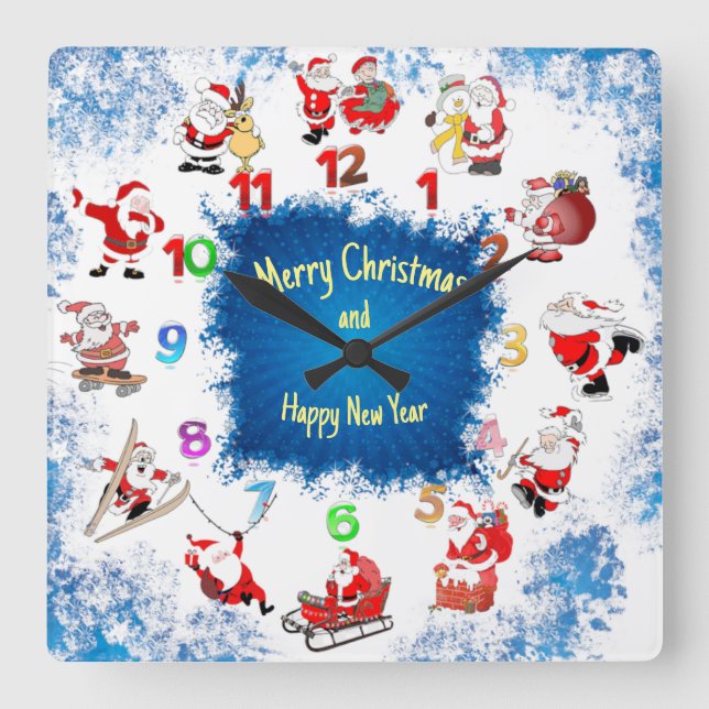 Christmas Santa Square Wall Clock (Front)