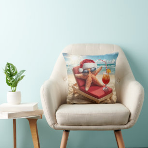 Christmas Santa Stafish On a Chaise Lounge Cushion
