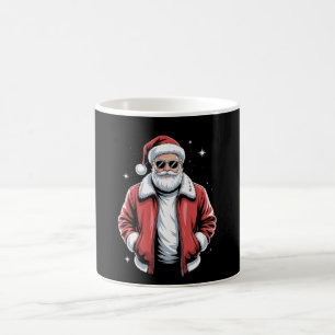 Christmas Santa Sunglasses Leather Jacket Bomber Coffee Mug