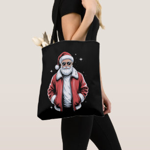 Christmas Santa Sunglasses Leather Jacket Bomber Tote Bag