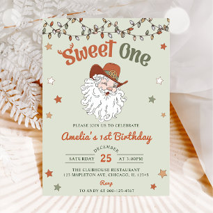Christmas Santa Sweet One Birthday Party Invitation