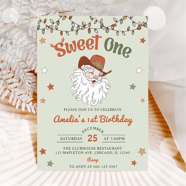 Christmas Santa Sweet One Birthday Party Invitation (Creator Uploaded)