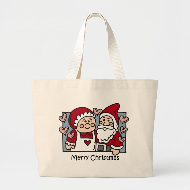 Christmas Santa totebag Large Tote Bag (Front)