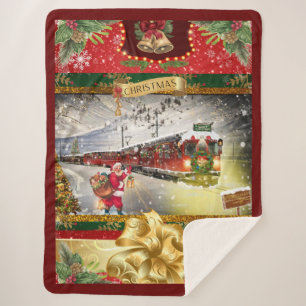 Christmas Santa Train Blanket
