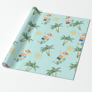Christmas Santa Tropical Beach Summer Wrapping Paper
