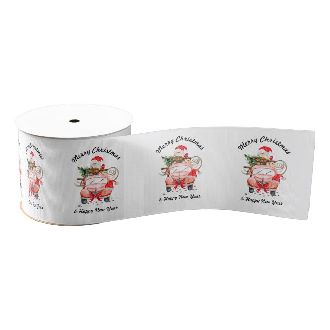 Christmas santa truck with gifts grosgrain ribbon (Spool)