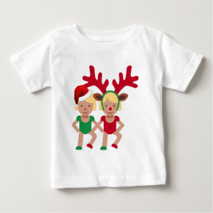 christmas santa twins emoji baby T-Shirt