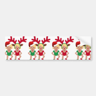 christmas santa twins emoji bumper sticker