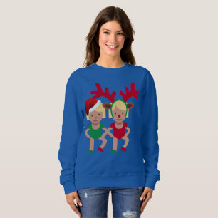 christmas santa twins emoji womens sweatshirt